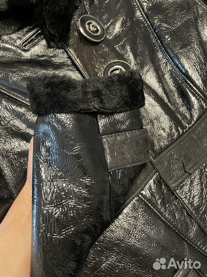 Дубленка toto черная натуральный мех