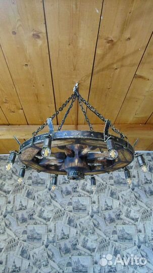 Люстра колесо телеги 70 см