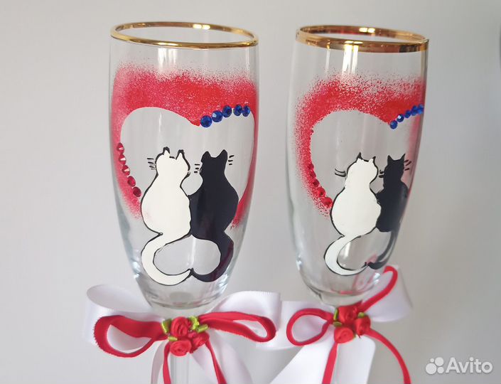 Свадебные бокалы с котами