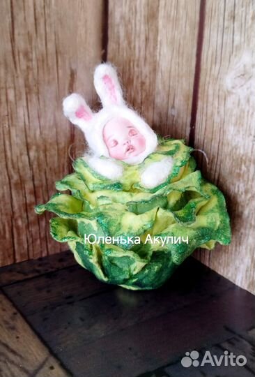 Ватные елочные игрушки, детки в капусте