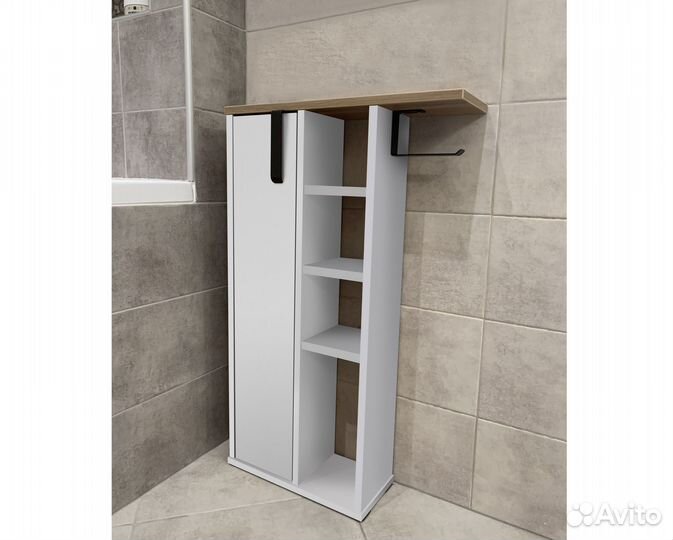 Тумба для ванной комнаты белый/дуб вотан