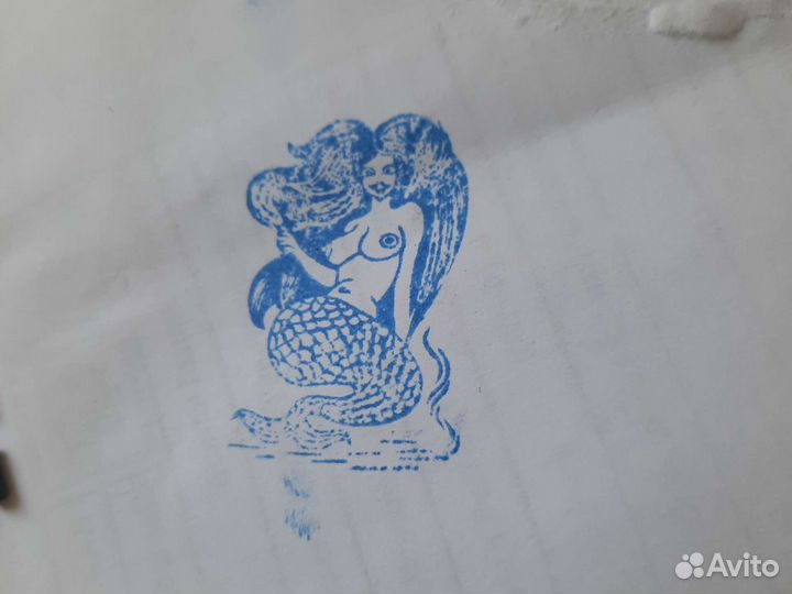 Печать оттиск штамп русалка и Штемпельная подушка