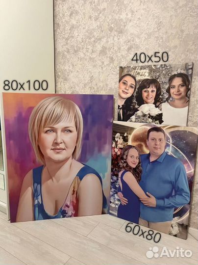 Печать на холсте, новый стиль арт, портрет по фото