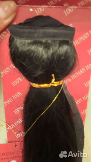 Хвост шиньон на ленте из натуральных волос