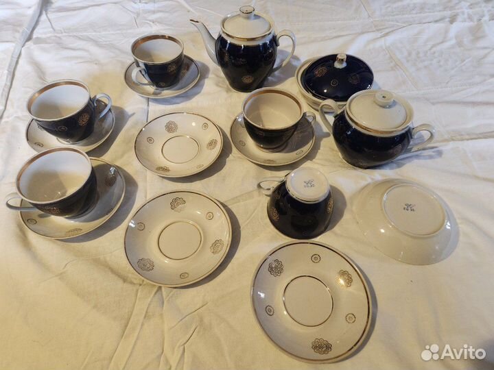 Чайный сервиз кобальтовый Пролетарий СССР