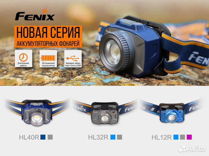 Налобный фонарь Fenix HL12 голубой, HL12Rb
