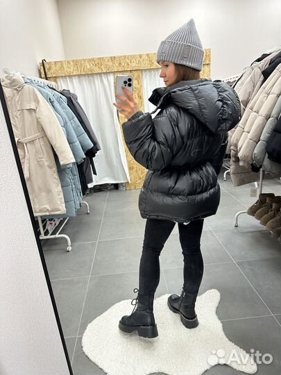 Куртка зима Корея с кулиской с блеском женская