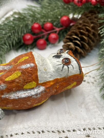 Елочная игрушка сова филин СССР (сзр)