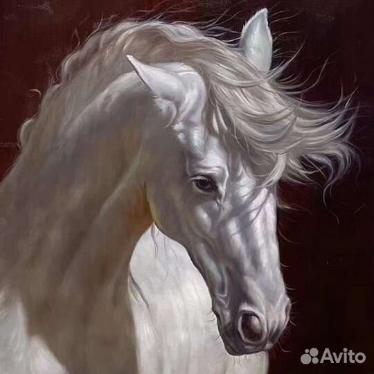 Большая картина маслом с лошадью
