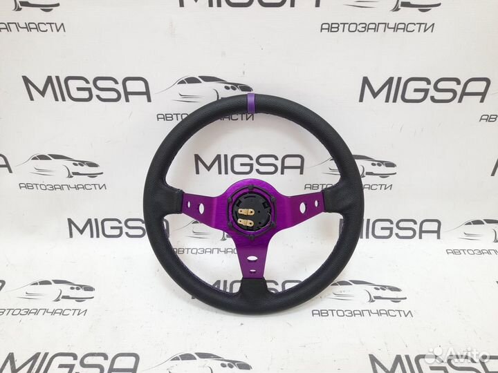 Руль OMP с выносом универсальный фиолетовый кожзам