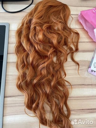 Рыжий парик кудрявый длинный