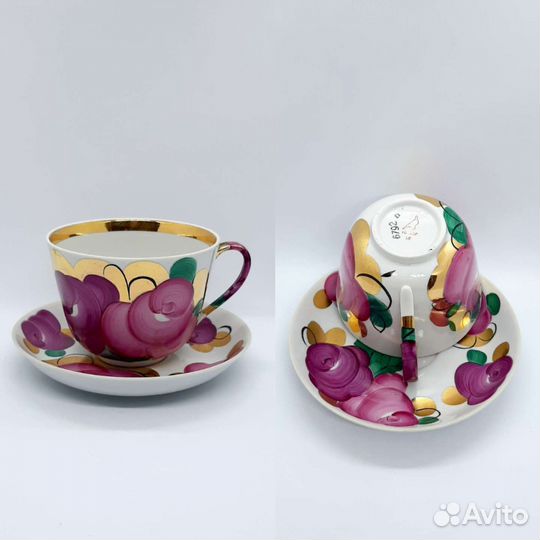 Фарфоровая чайная пара Дулево СССР