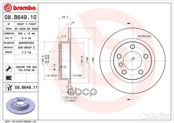 Диск тормозной UV Coated зад mini mini coun