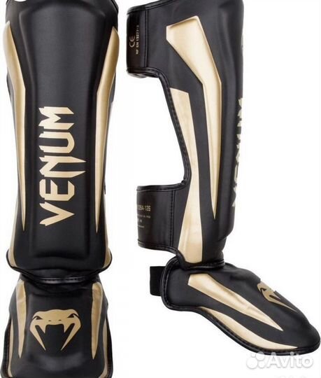 Щитки мма venum черные с золотом