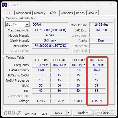 G.Skill Trident Z RGB (4x16GB) DDR4, 3600MHz, CL16