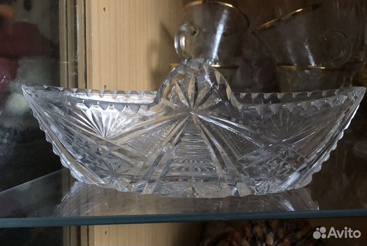 Хрустальная конфетница ладья СССР