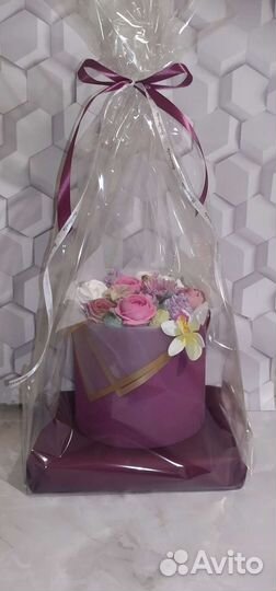 Съедобный букет из зефира в коробке в подарок