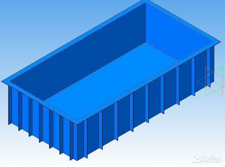 Пластиковая чаша бассейна 4,5*3,5*1,5м прямоугольн