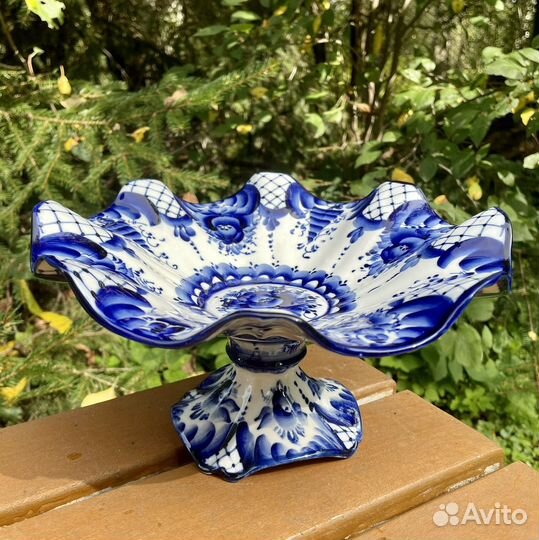 Ваза для фруктов гжель