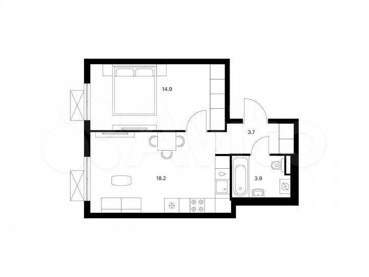 1-к. квартира, 40,7 м², 19/24 эт.