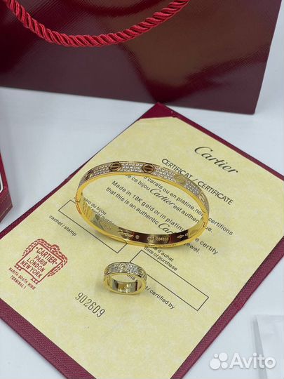 Cartier браслет и кольцо с камнями