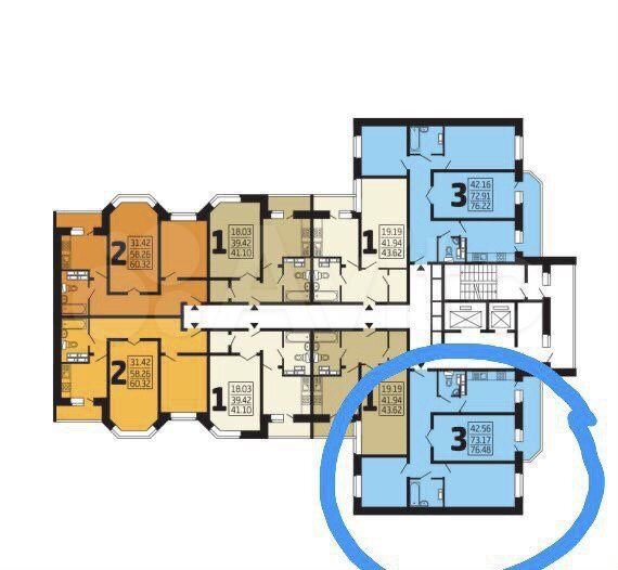 3-к. квартира, 73,2 м², 10/17 эт.