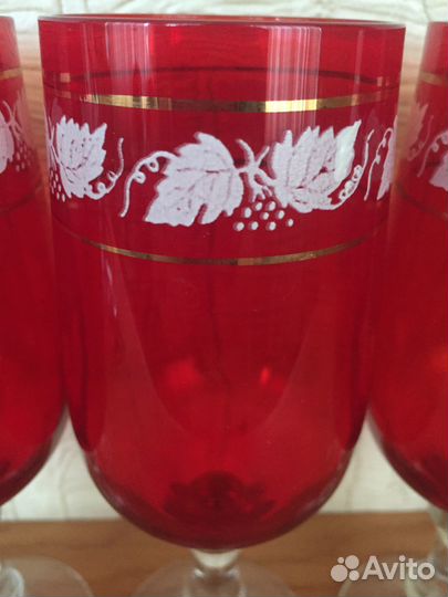 Винтажный набор фужеров(5 шт) Богемия