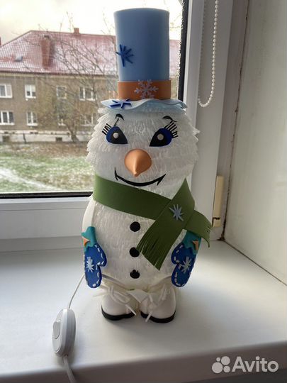 Новогодний светильник снеговик