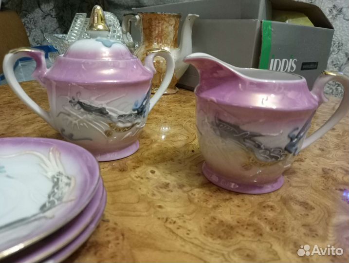 Сервиз Дракон Гейша костяной фарфор