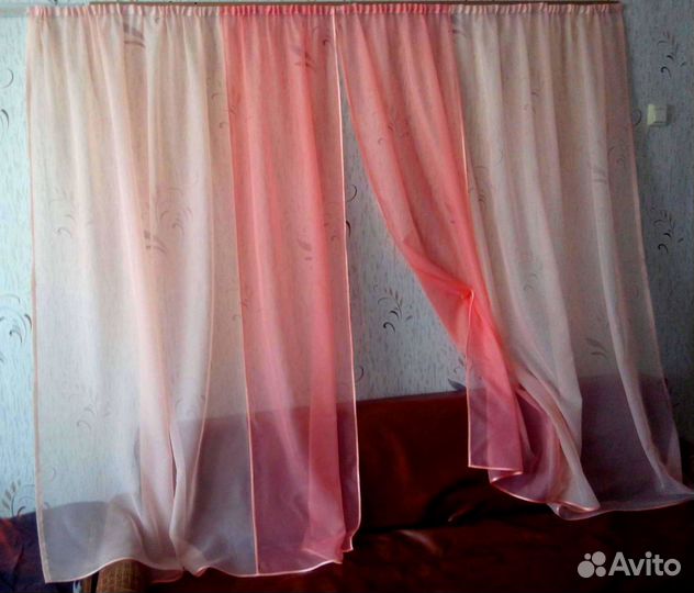 Тюль персиково - оранжевых оттенков