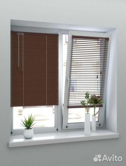 Горизонтальные бамбуковые жалюзи 25 мм махагони