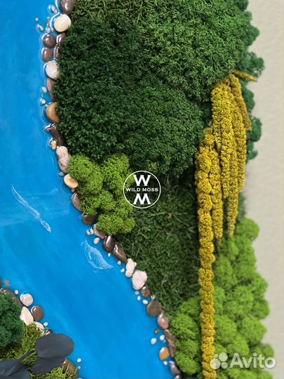 Картина из эпоксидной смолы, панно, картина мох