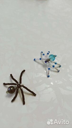Пауки из бисера серьги