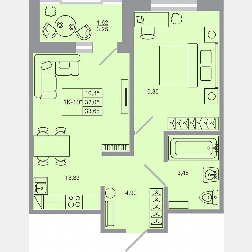 1-к. квартира, 33,7 м², 16/17 эт.