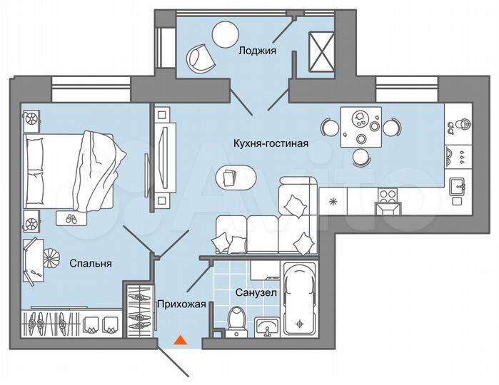 2-к. квартира, 45 м², 3/7 эт.