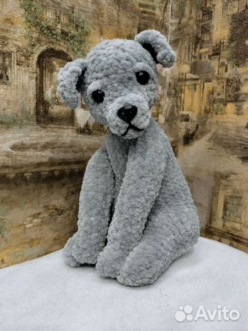 Собачка, щенок, вязанная игрушка, подарок