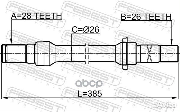 Полуось правая 26X385X28 0512626gfrh Febest