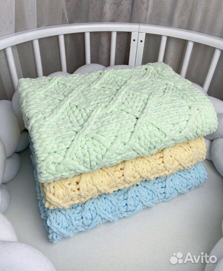 Детские пледы вязаные плюшевые