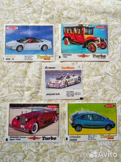 Вкладыши(фантики) Turbo,Bombibon