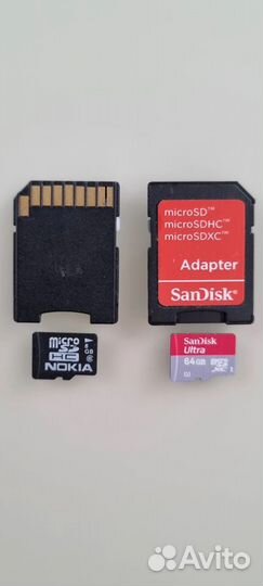 Карты памяти micro SD Sandisk 64GB и Nokia SD 8GB