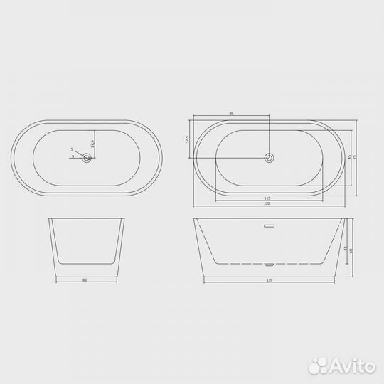 Акриловая ванна Cerutti SPA resia170II 170x75