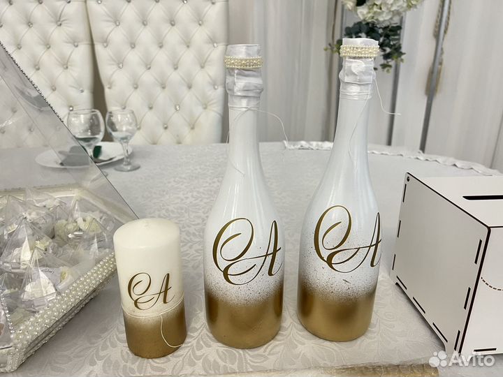 Свадебные аксессуары бокалы шампанское свечи