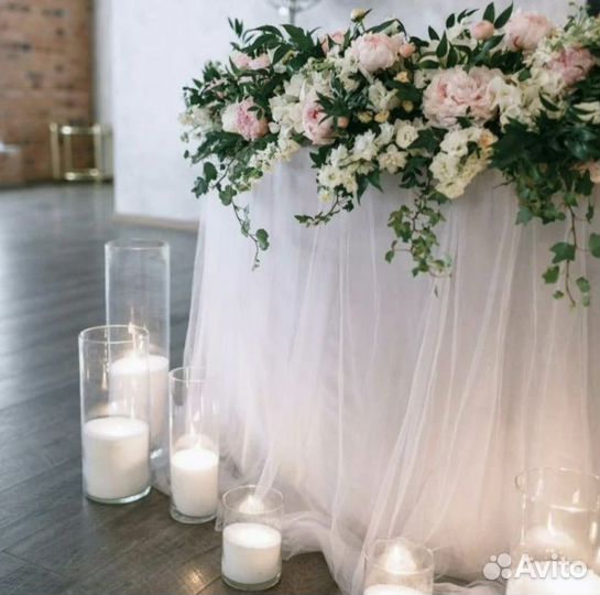 Декор юбка на стол молодоженов