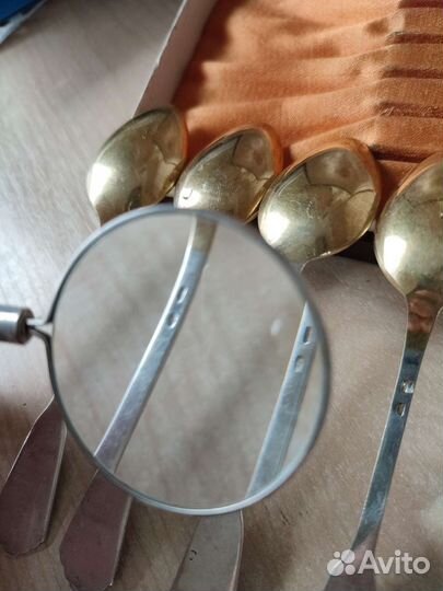 Ложки серебро 875 позолота комплект