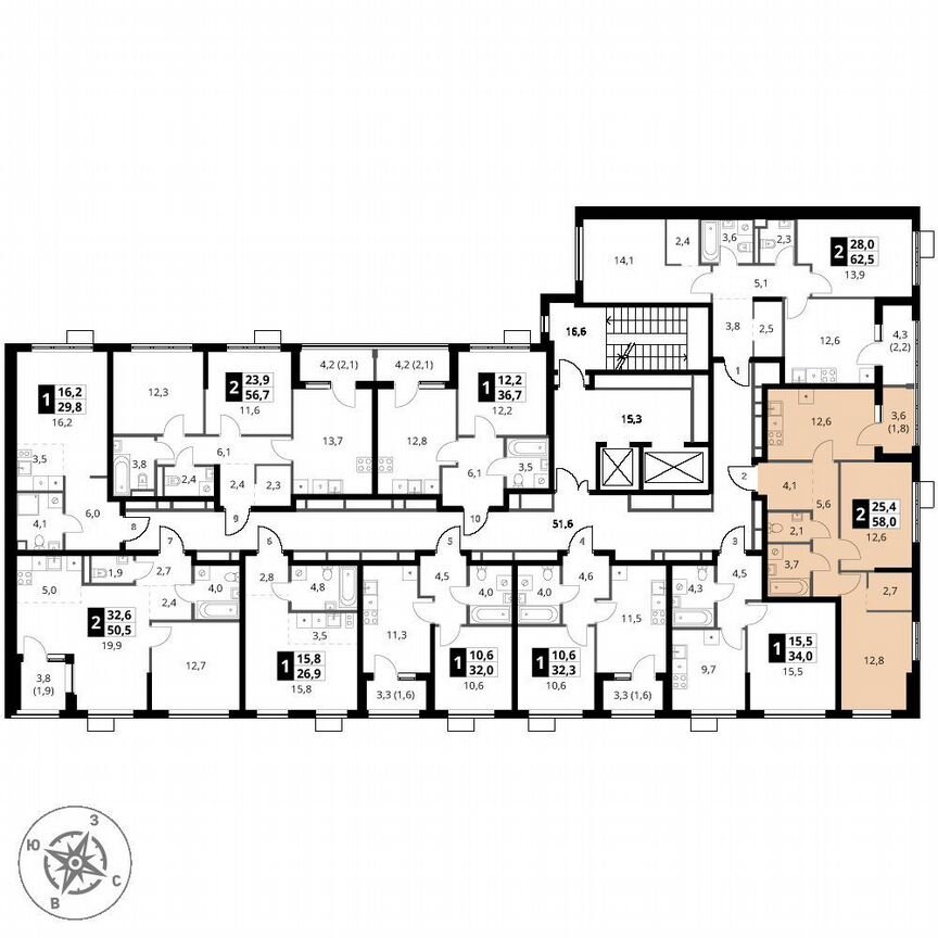 2-к. квартира, 58 м², 9/18 эт.