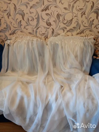 Тюль светло зелёная органза и белая