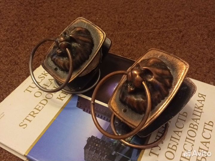 Дверная ручка чугун СССР голова Льва клеймо 2 шт