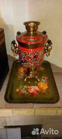 Самовар электрический С подносом расписной