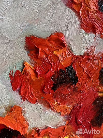 Картина маслом цветы красные маки