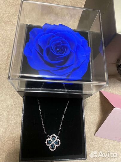 Вечная роза синяя подарок девушке